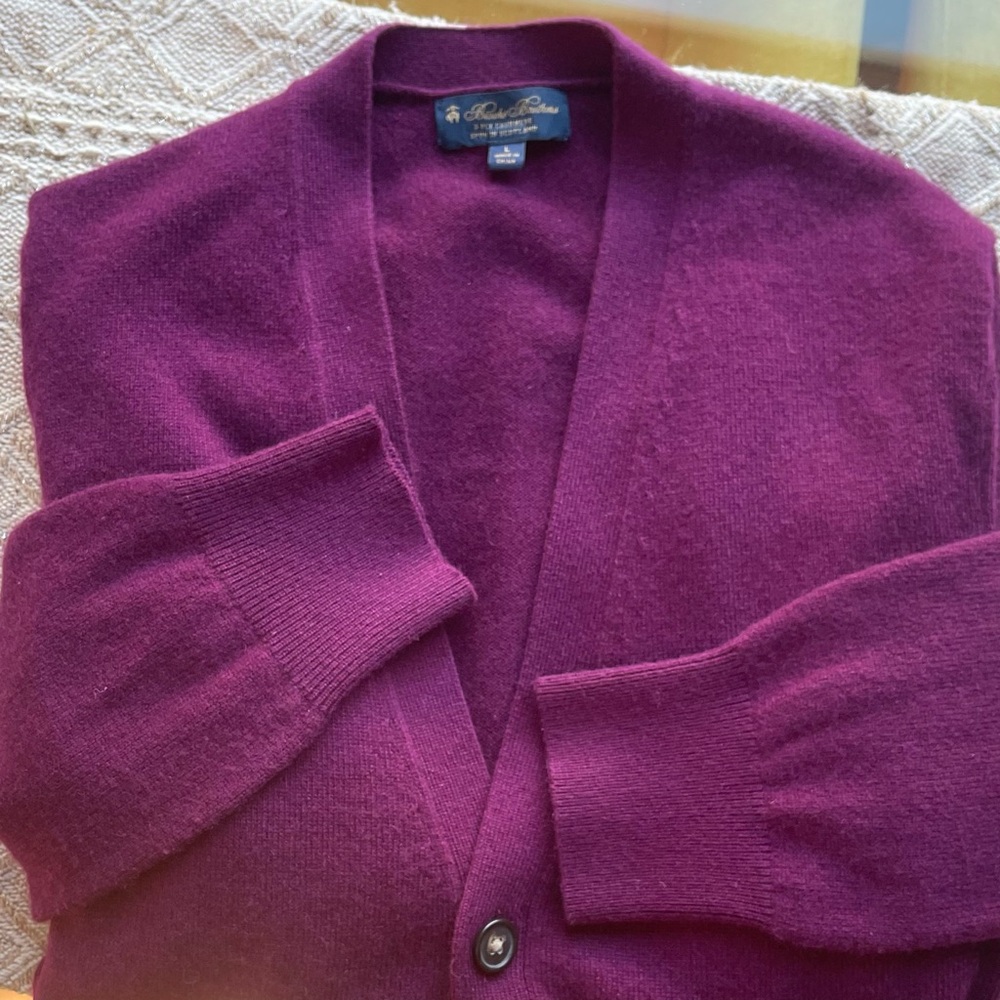 Men's Brooks Brothers Mulberry Cardigan Sweater, Size L